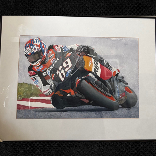 Original Watercolor Print of #69 Nicky Hayden by Ashley Desmond